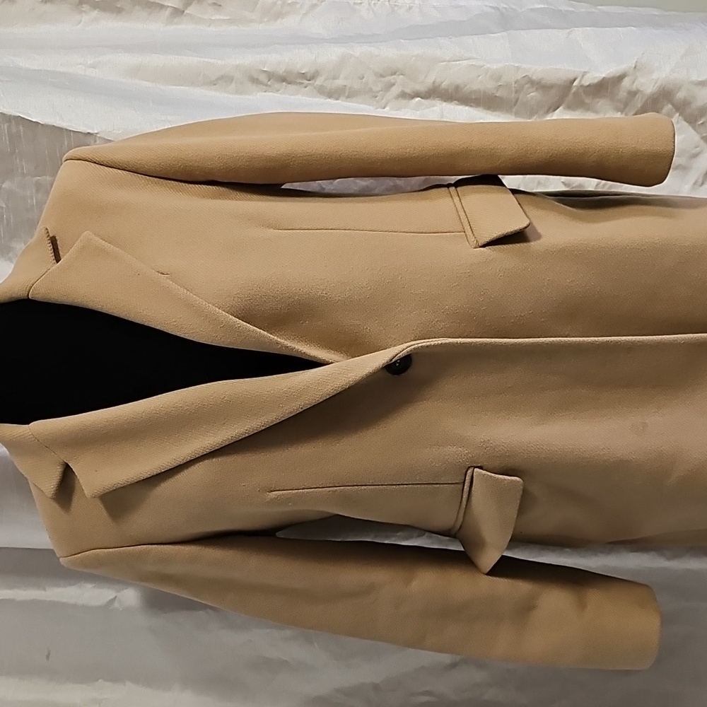 ZARA WOOL COAT MANTECO LIGHT TAN - Picture 2 of 12